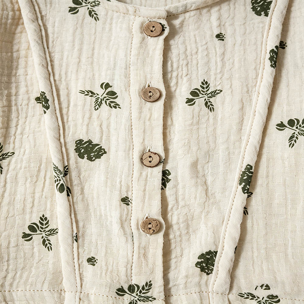 Taiyage - Baby Floral Printed Long-Sleeves Button-Down Shirt - Apricot