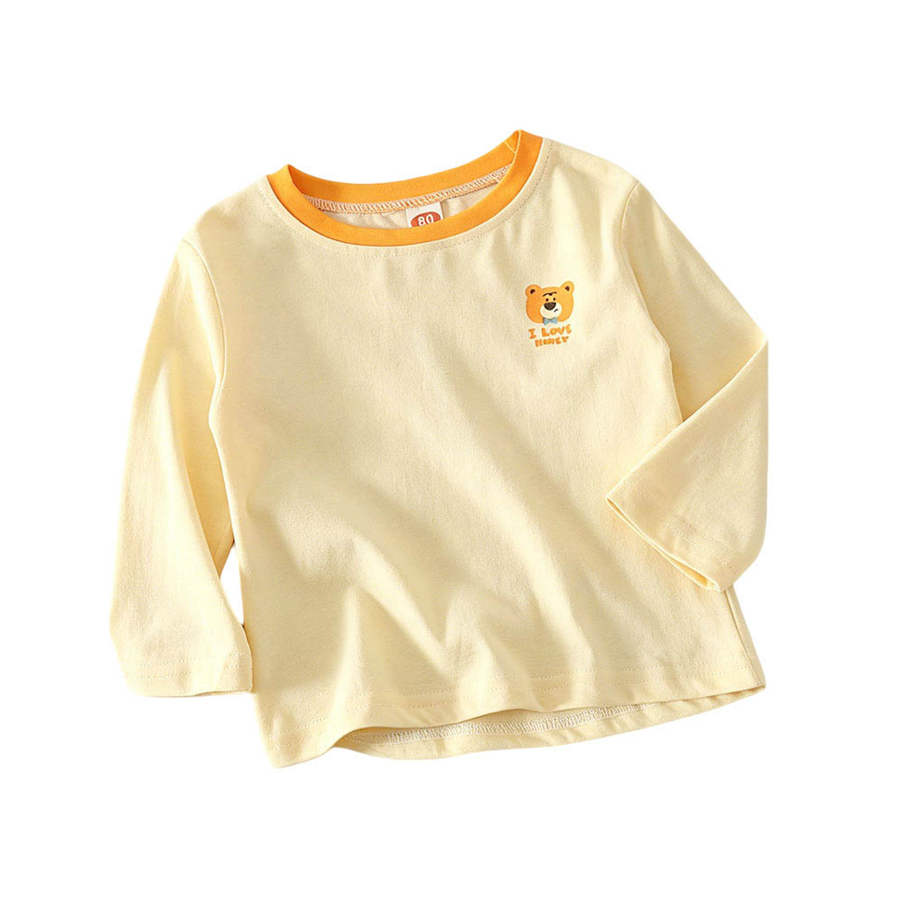 Taiyage - Baby Cotton Bear Printed Long Sleeves T-Shirt - Apricot