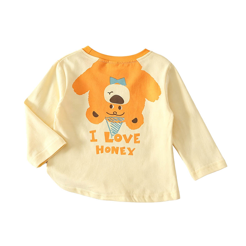 Taiyage - Baby Cotton Bear Printed Long Sleeves T-Shirt - Apricot