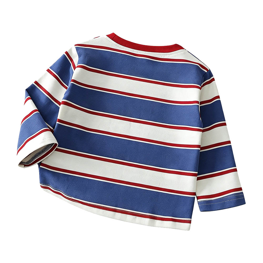 Taiyage - Baby Boy's Striped Cotton Long Sleeves T-Shirt - Blue