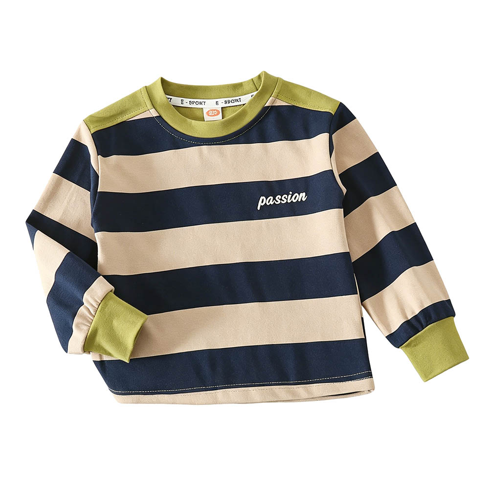 Taiyage - Baby Boy's Cotton Striped Pullover T-Shirt - Olive Green