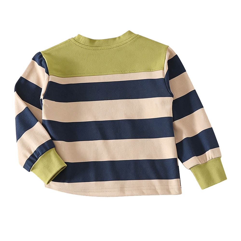 Taiyage - Baby Boy's Cotton Striped Pullover T-Shirt - Olive Green