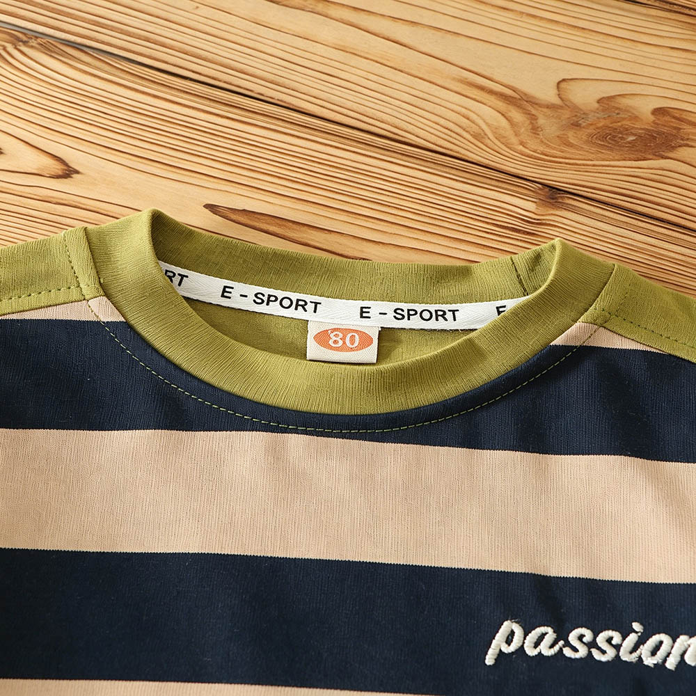 Taiyage - Baby Boy's Cotton Striped Pullover T-Shirt - Olive Green