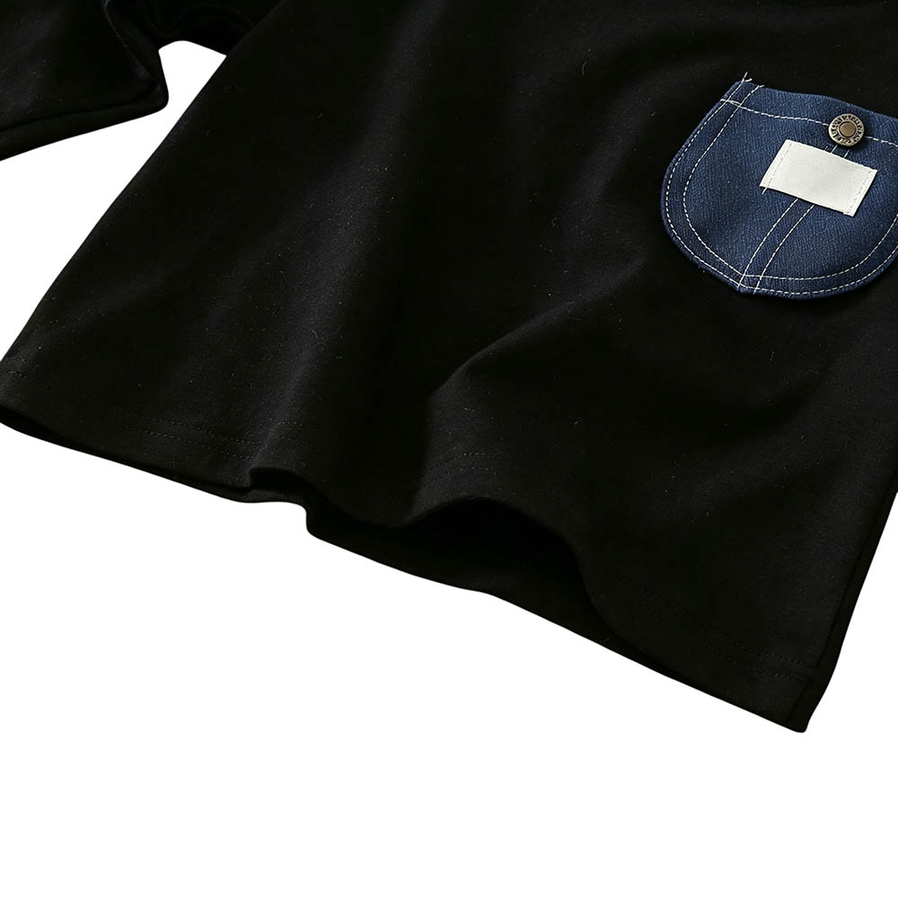 Taiyage - Baby Boy's Cotton Long Sleeves T-Shirt With Pocket Detail - Black