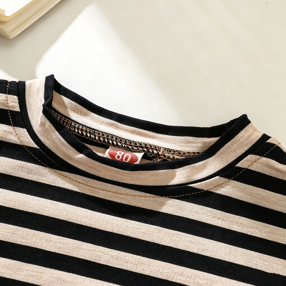 Taiyage - Baby Boy's Round Neck Striped Pullover T-Shirt