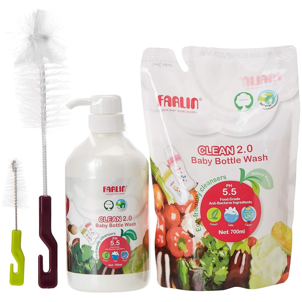 Farlin - Bottle Cleaning Wash With Refill & Bottle Brush