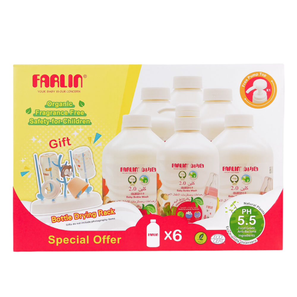 Farlin - Eco Friendly Baby Bottle Wash Liquid - 700 ml - Pack of 6