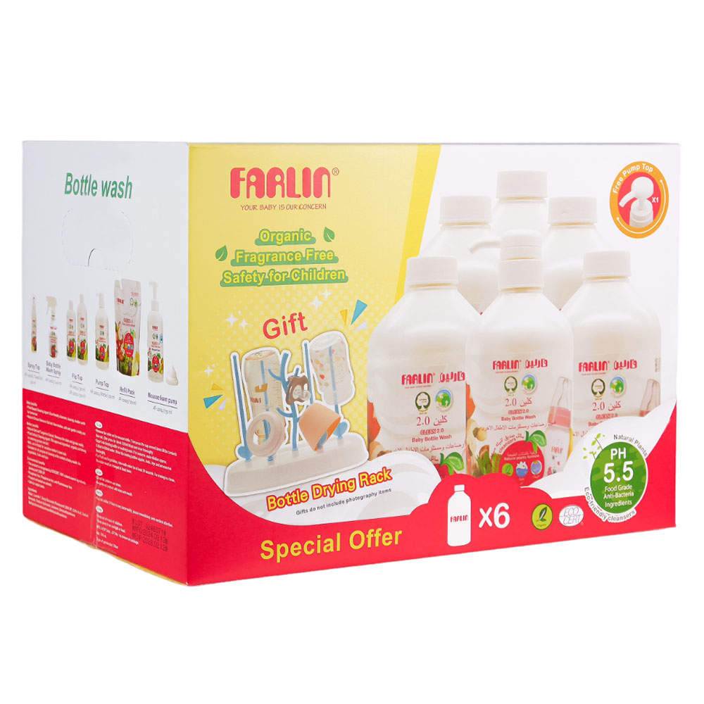 Farlin - Eco Friendly Baby Bottle Wash Liquid - 700 ml - Pack of 6