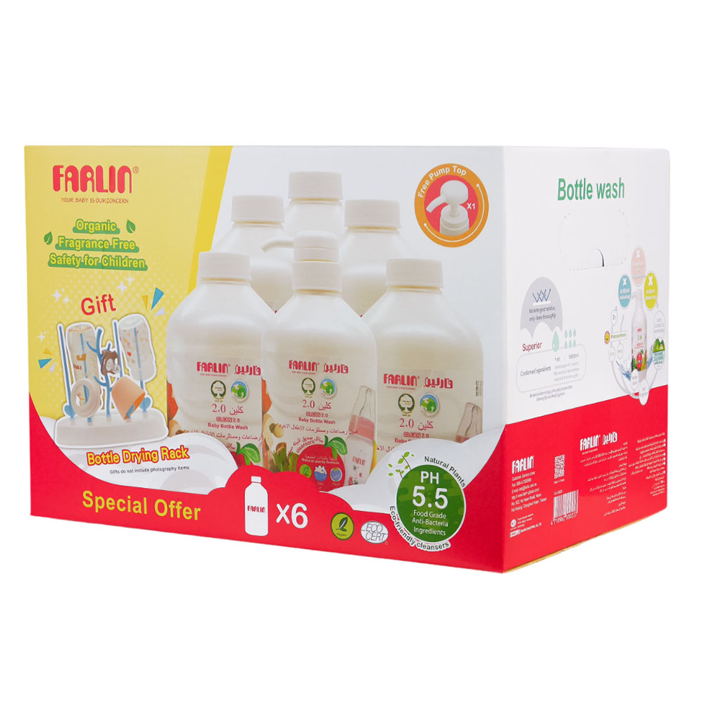 Farlin - Eco Friendly Baby Bottle Wash Liquid - 700 ml - Pack of 6
