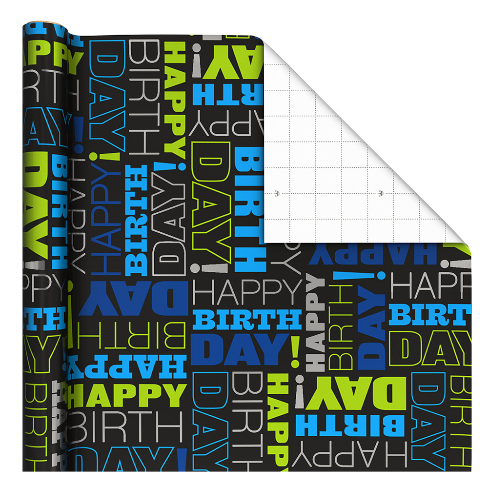 Hallmark - Happy Birthday Wrapping Paper Roll - Blue - 2m