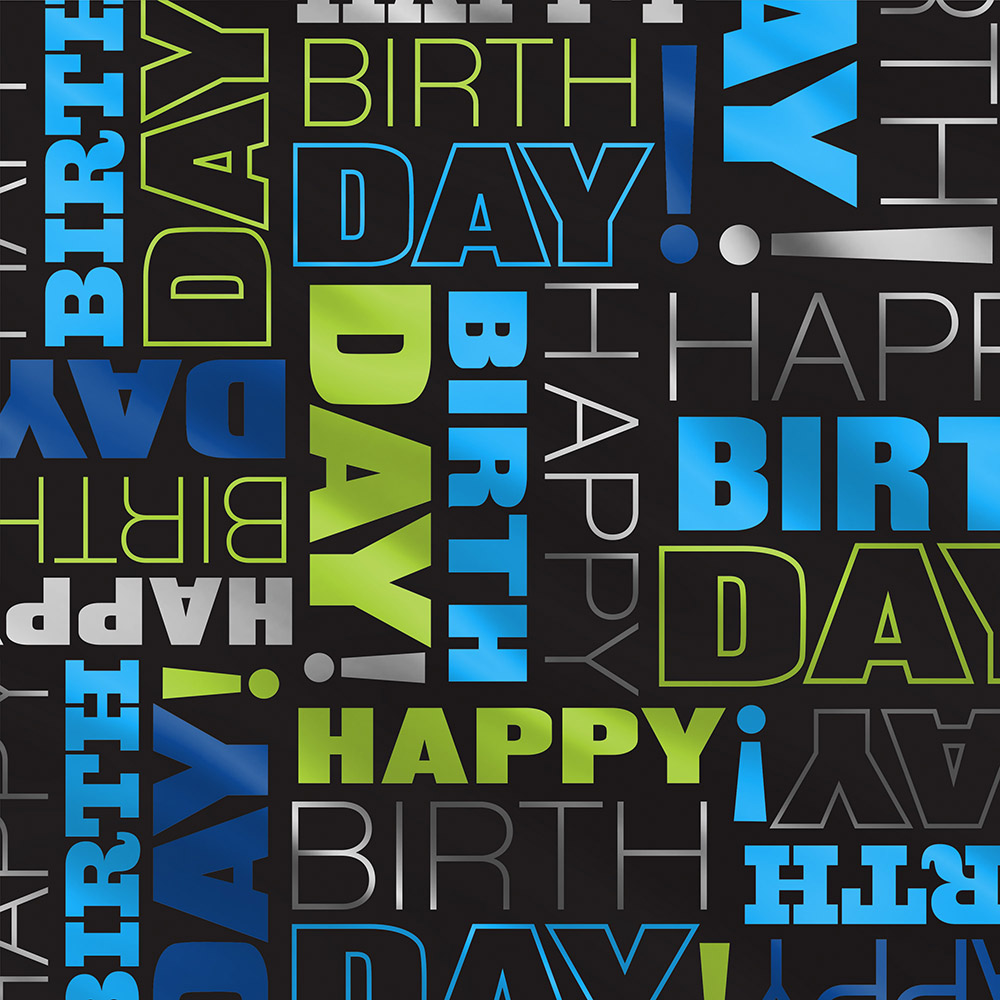Hallmark - Happy Birthday Wrapping Paper Roll - Blue - 2m