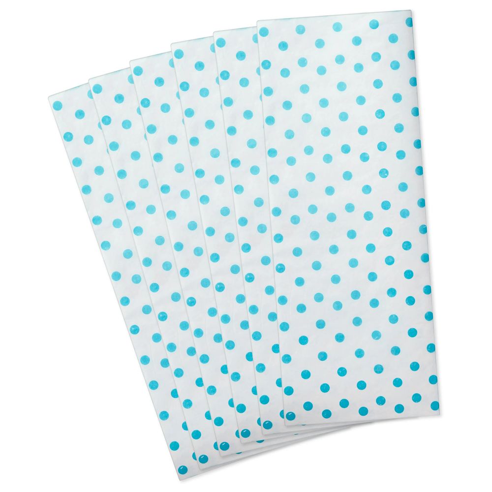 Hallmark - Gift Wrapping Tissue Paper - Aqua Dots - 6 Pc Set