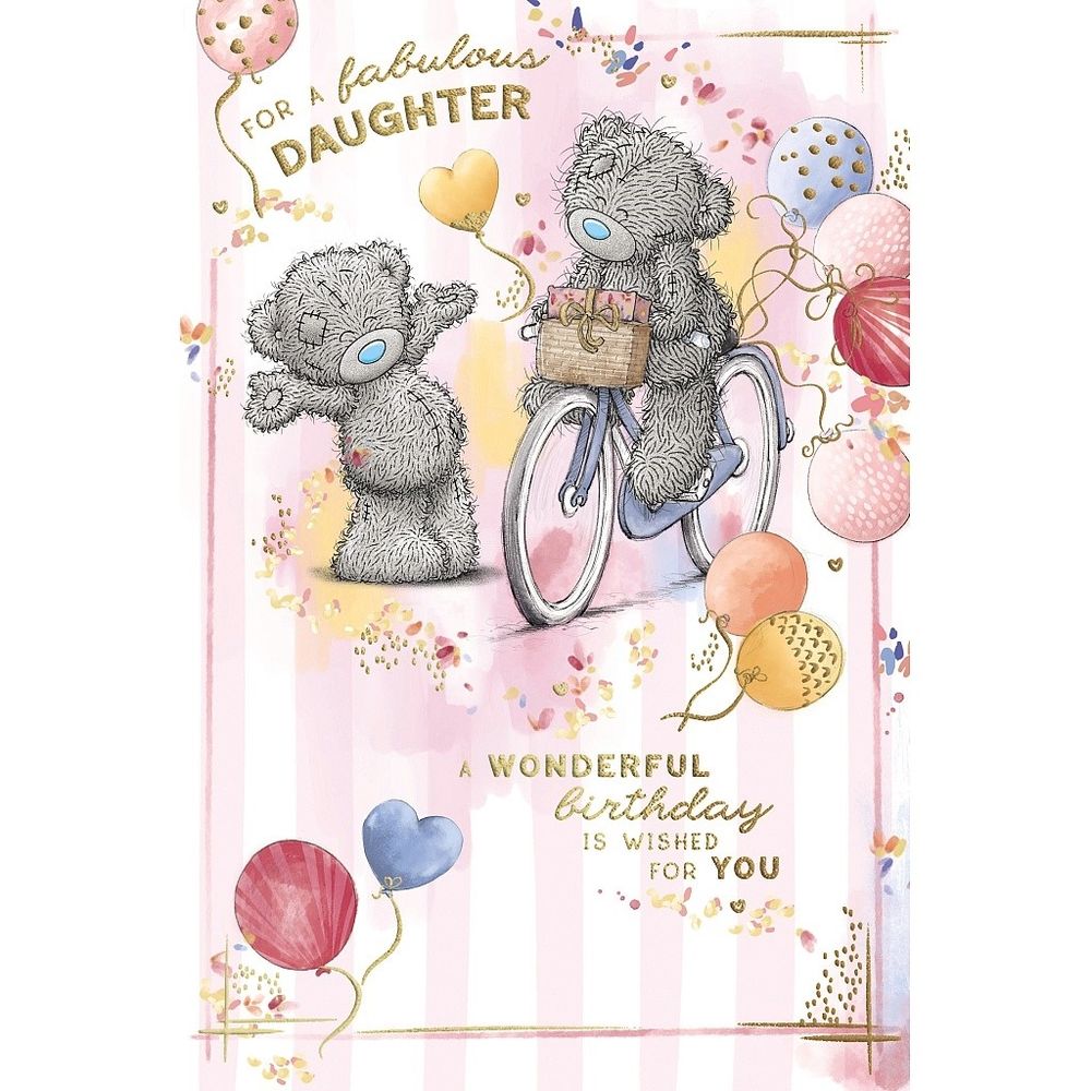 Carte Blanche - For A Fabulous Daughter Birthday Greeting Card - Bear On Bicycle