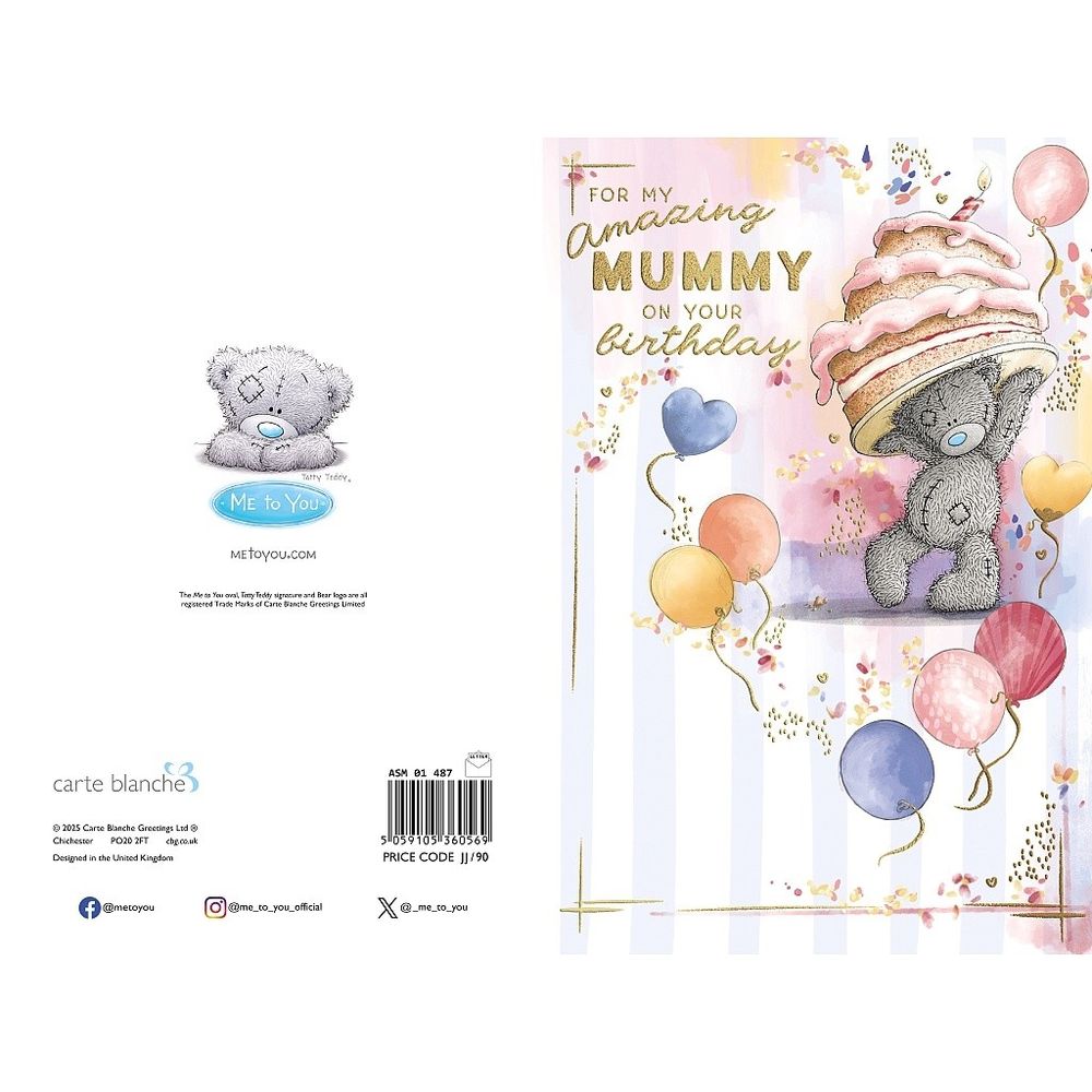 Carte Blanche - For My Amazing Mummy Greeting Card - Bear With Birthday Cake