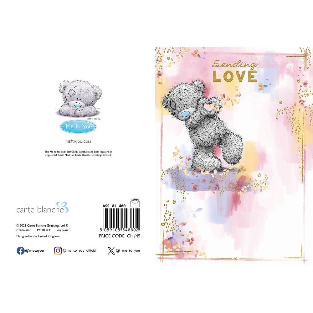 Carte Blanche - Sending Love Birthday Greeting Card - Bear Making Heart Shape