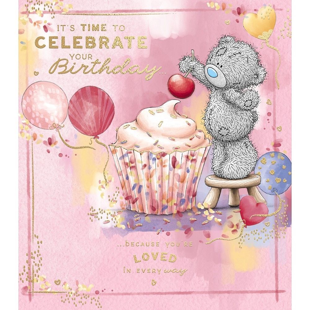 Carte Blanche - Time To Celebrate Your Birthday Greeting Card - Bear Putting Cherry On Cake