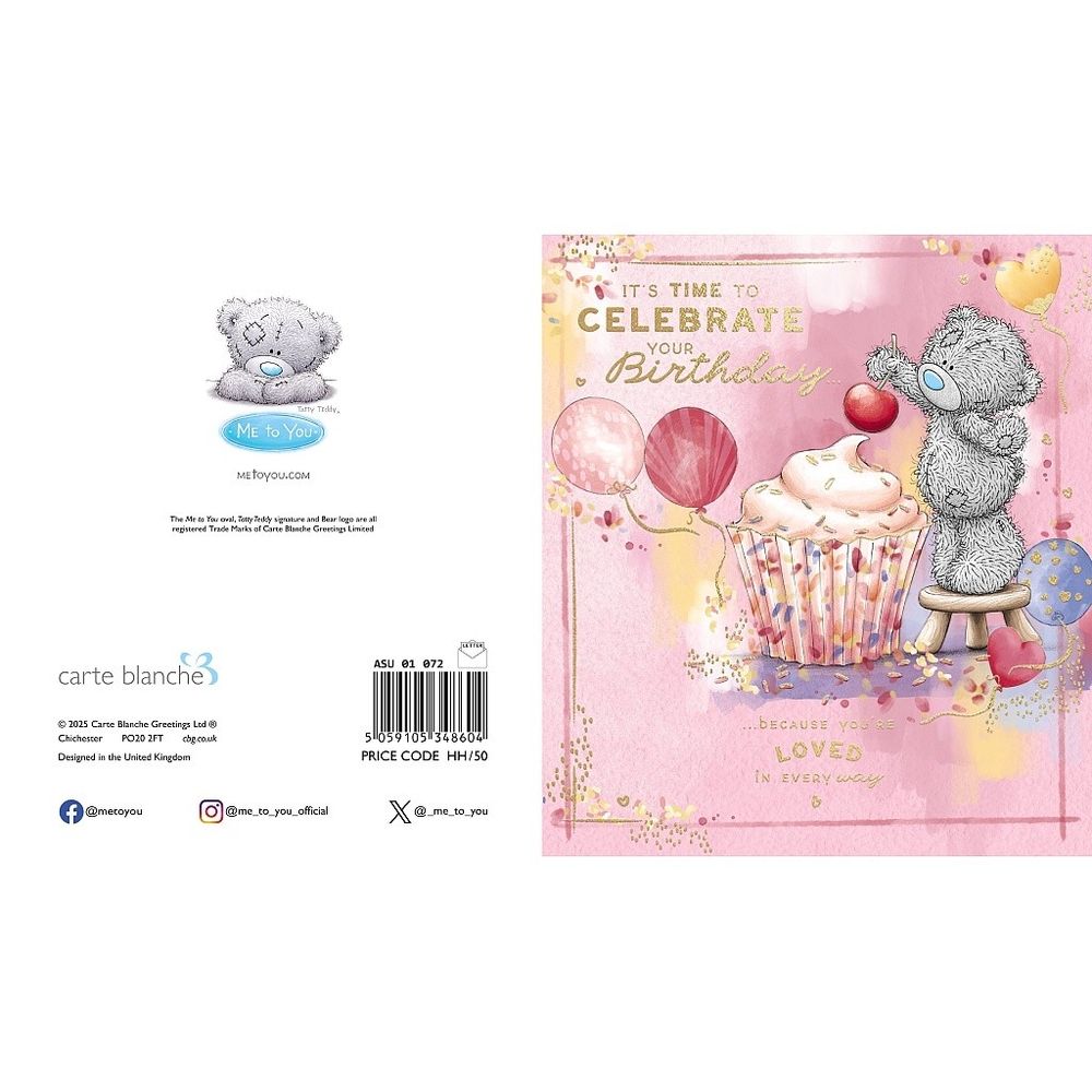 Carte Blanche - Time To Celebrate Your Birthday Greeting Card - Bear Putting Cherry On Cake