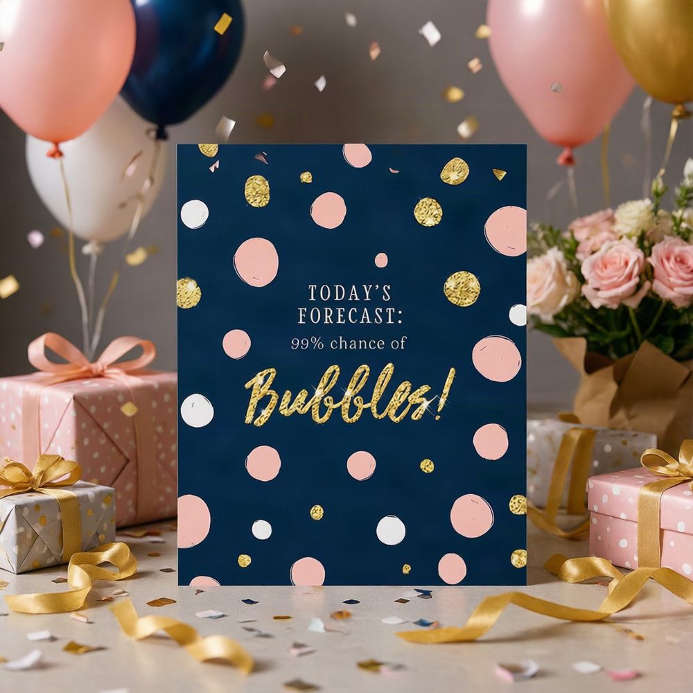 The Great British Card Company - Funny Blank Greeting Card - 99% Chance Of Bubbles