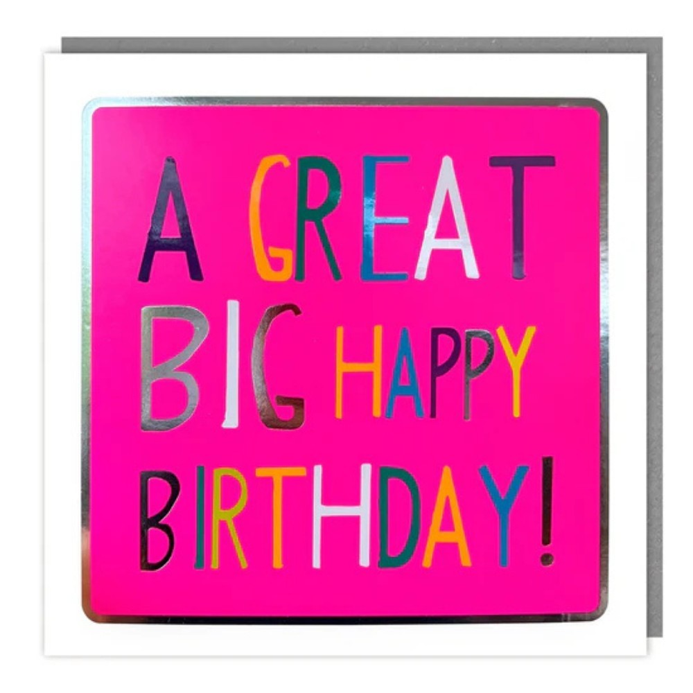 Tracks - A Great Big Happy Birthday Neon Design Blank Card
