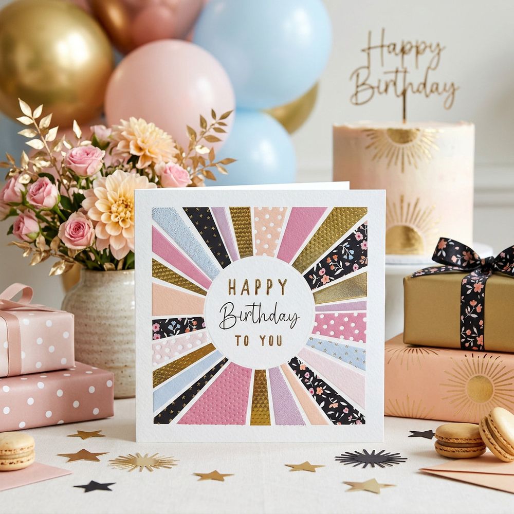Tracks - Beam Design Happy Birthday Blank Birthday Card