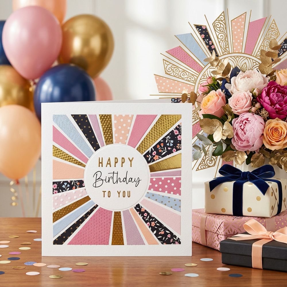 Tracks - Beam Design Happy Birthday Blank Birthday Card
