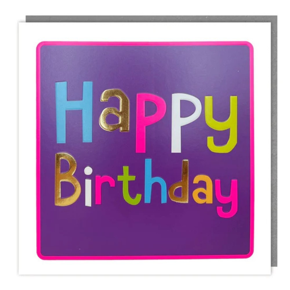 Tracks - Neon Happy Birthday Blank Birthday Card