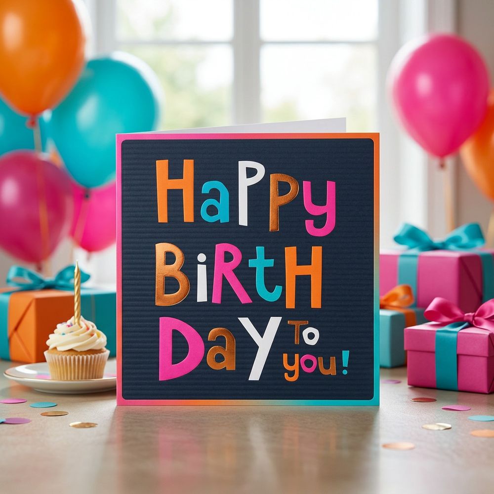 Tracks - Happy Birthday To You Neon Design Card