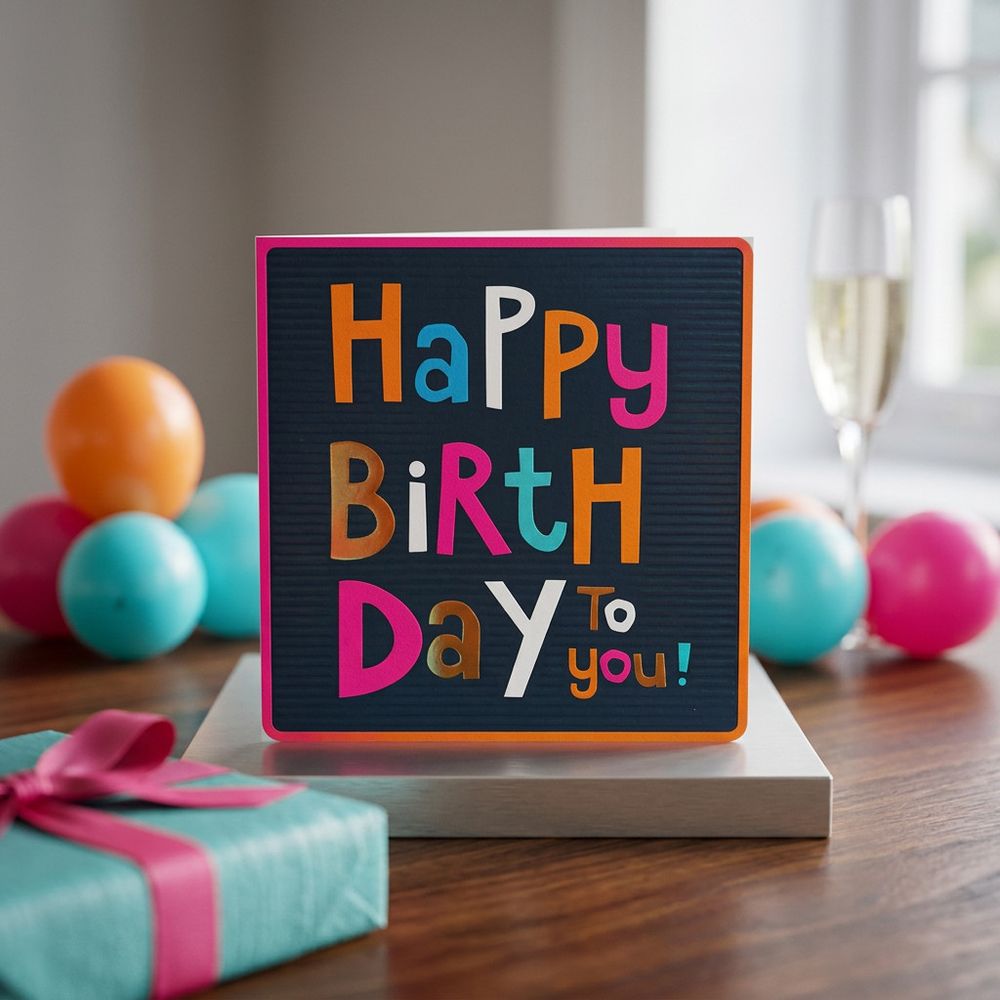 Tracks - Happy Birthday To You Neon Design Card
