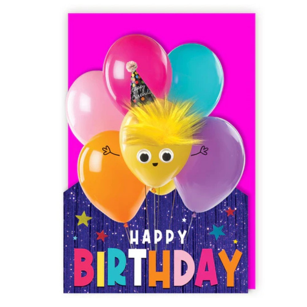 Tracks - Balloons Fluff & Gogglie Design Birthday Card