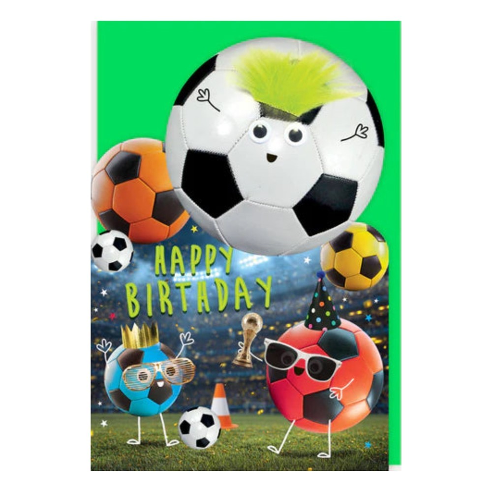 Tracks - Football Fluff & Gogglie Design Birthday Card