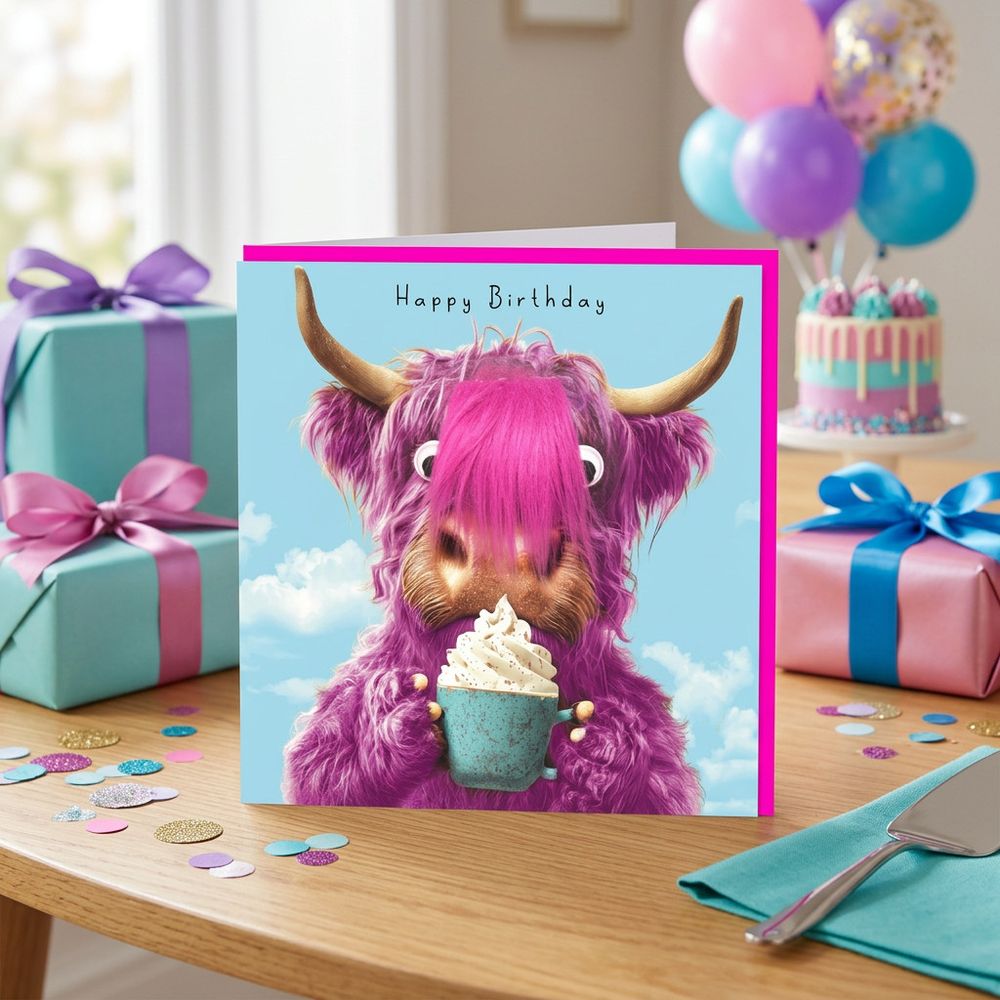 Tracks - Highlighted Cow Happy Birthday Blank Birthday Card