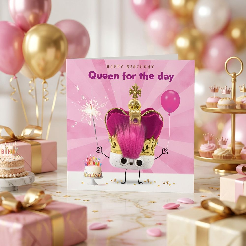 Tracks - Happy Birthday Queen For The Day Blank Card
