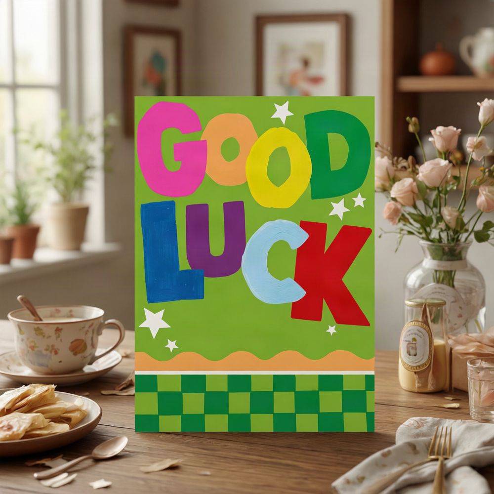 PaperSalad - Good Luck Blank Greeting Card - Multicolor