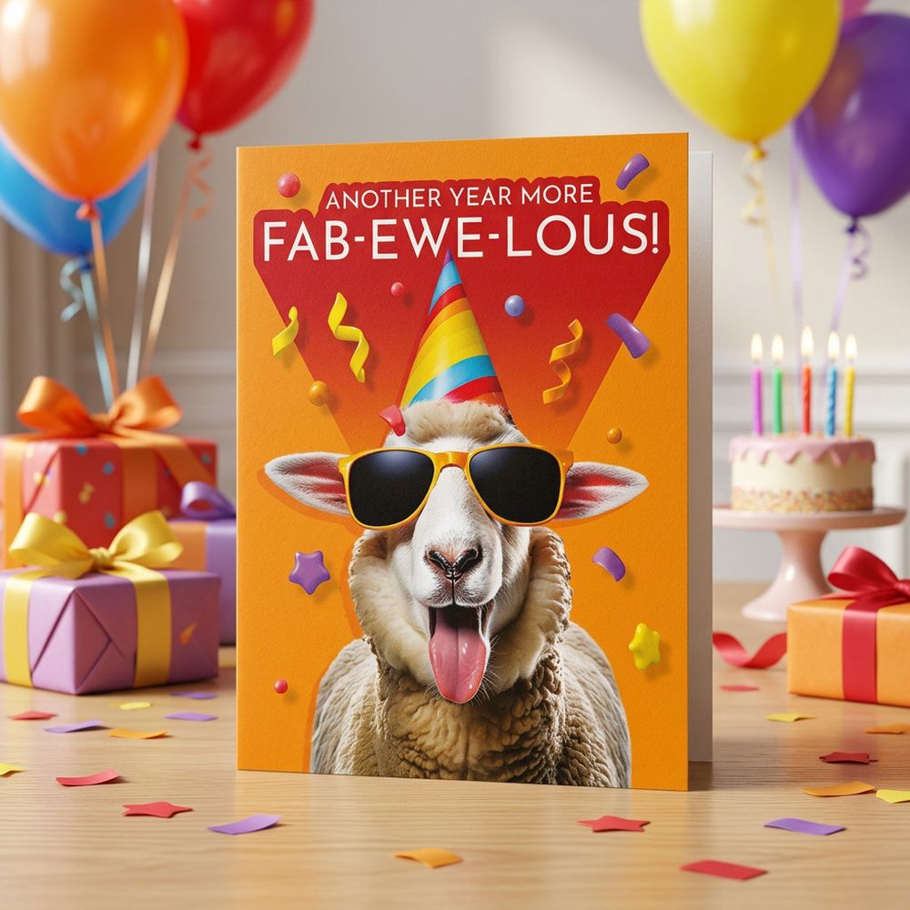 Emotional Rescue - Another Year More Fab Ewe Lous! Birthday Card