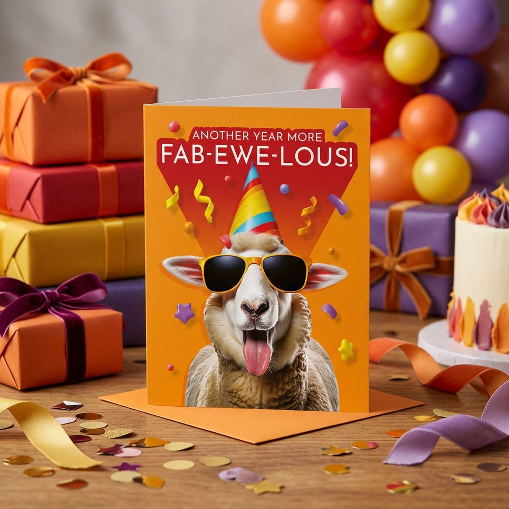 Emotional Rescue - Another Year More Fab Ewe Lous! Birthday Card