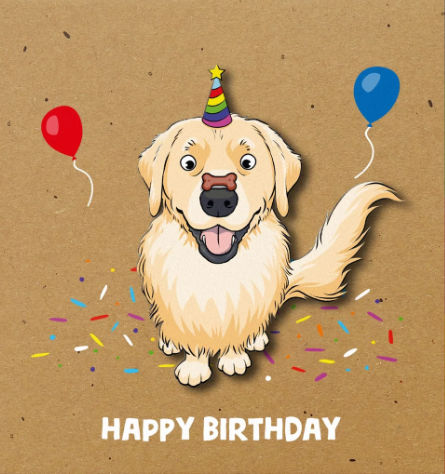 Tache - Party Retriever Happy Birthday Blank Card