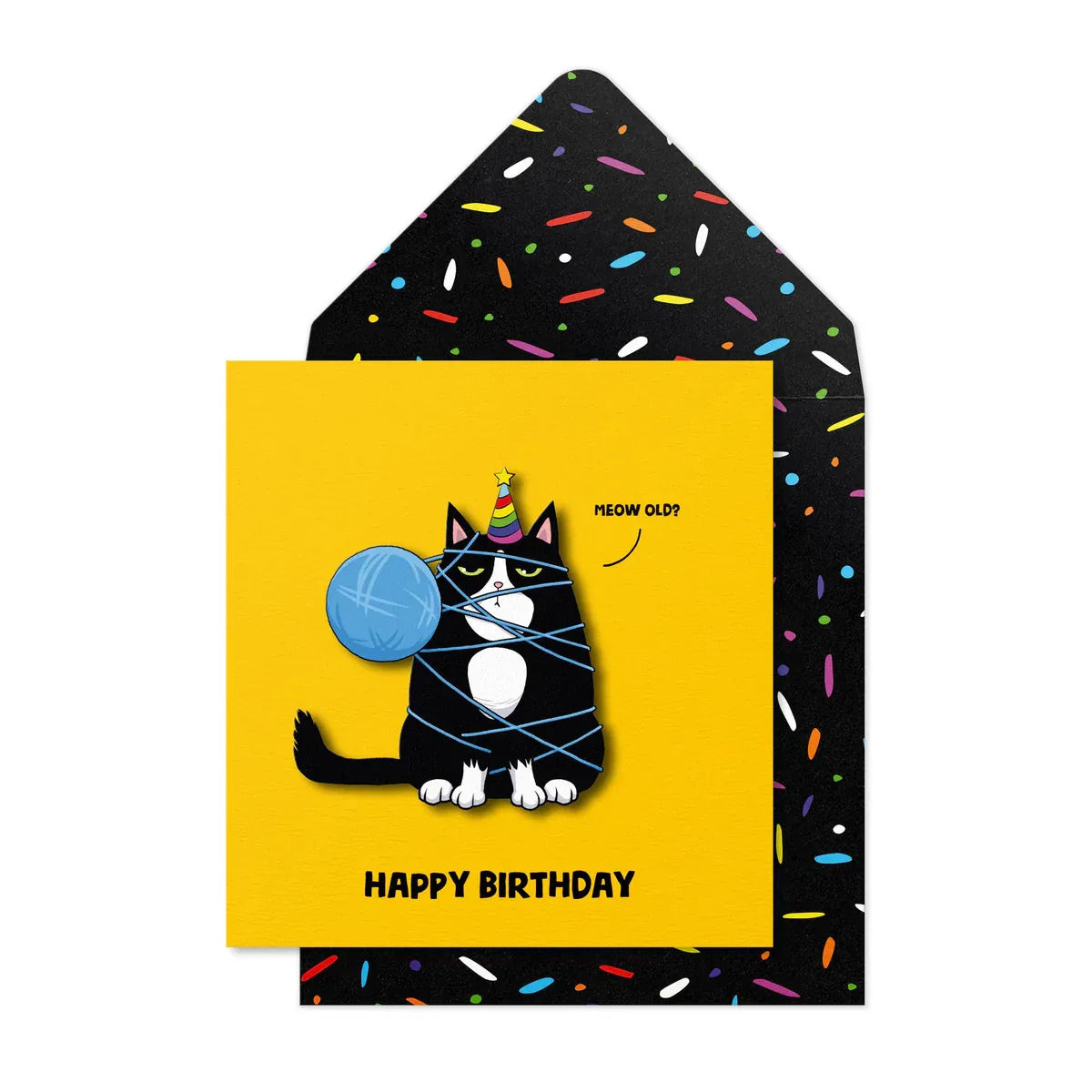Tache - Black Cat Happy Birthday Blank Card