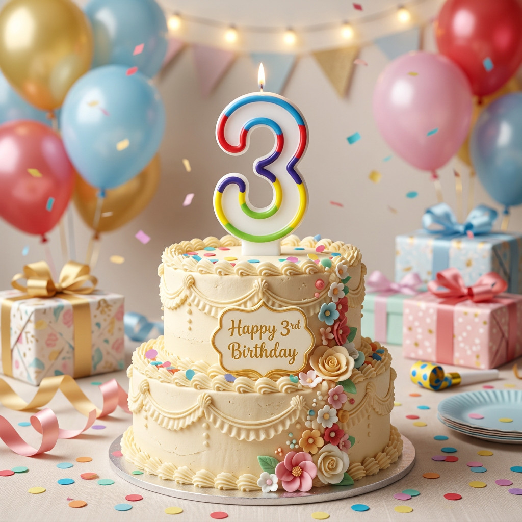 SimonElvin - Number 3 Birthday Candle