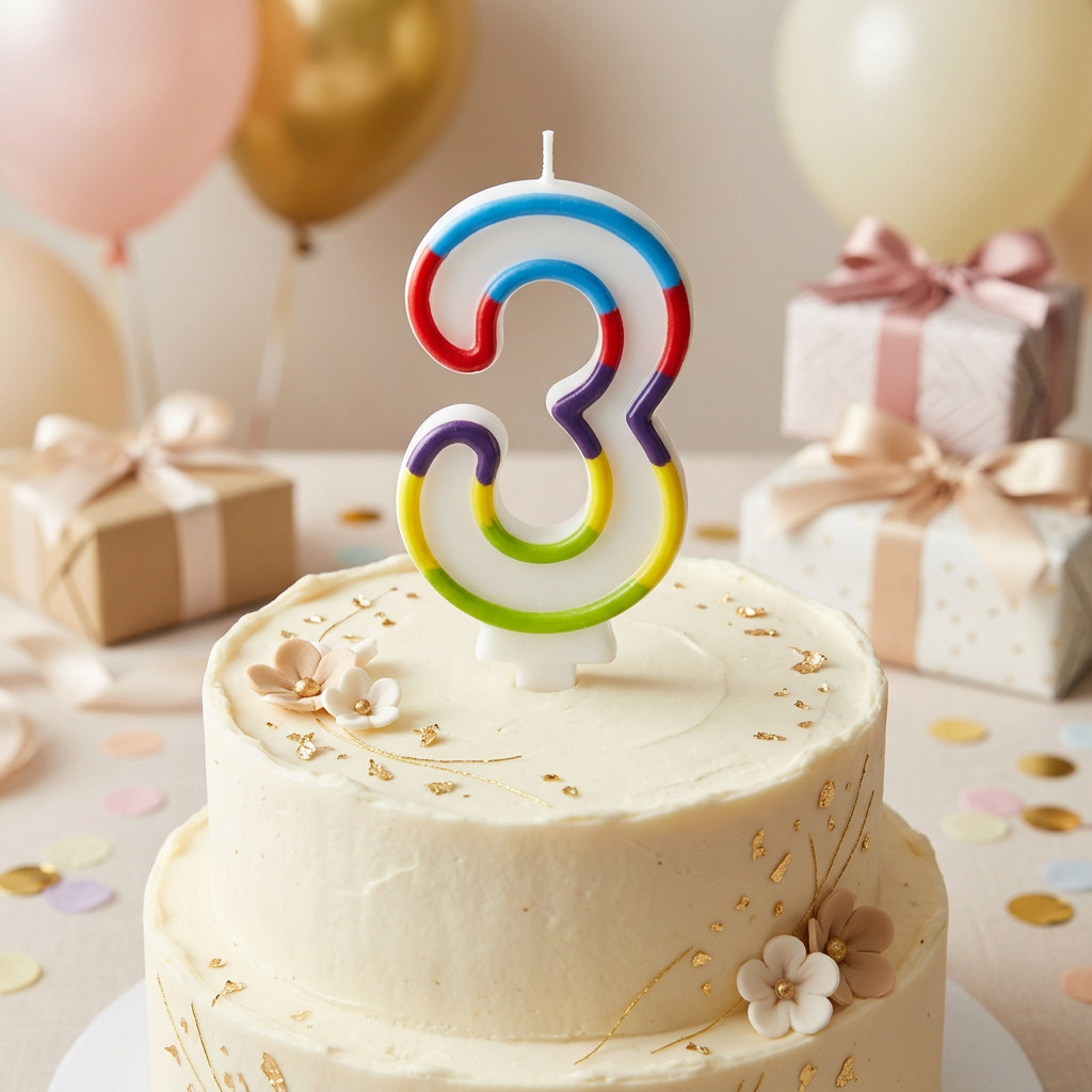 SimonElvin - Number 3 Birthday Candle
