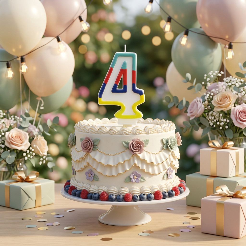 SimonElvin - Number 4 Birthday Candle