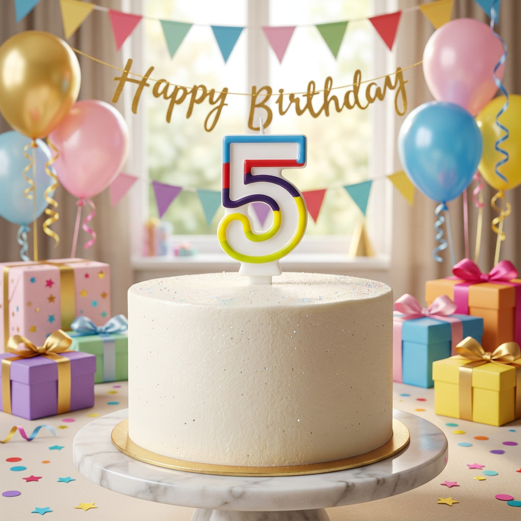 SimonElvin - Number 5 Birthday Candle