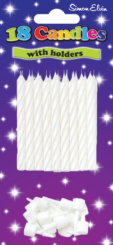 SimonElvin - Spiral Candle With Holder - White - 18 Pc Set