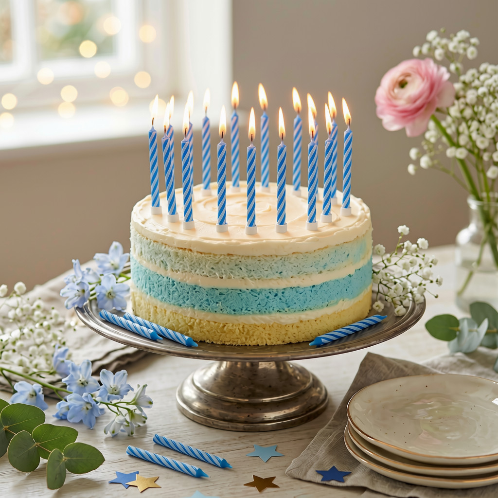 SimonElvin - Spiral Candle With Holder - Blue - 18 Pc Set
