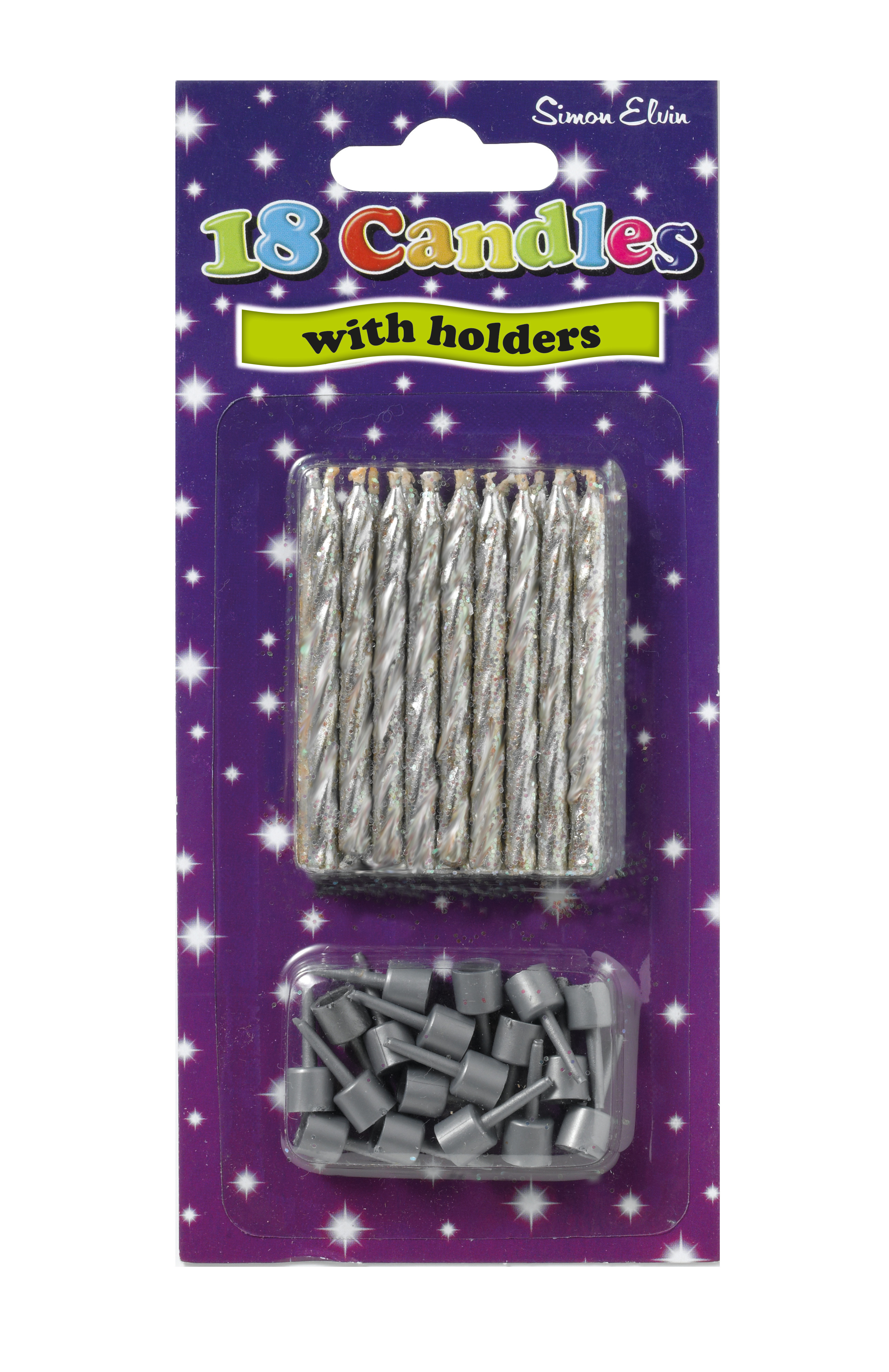SimonElvin - Spiral Candle With Holder - Silver - 18 Pc Set