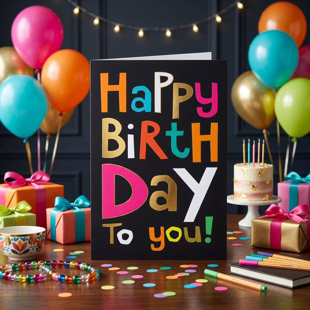 Tracks - Happy Day To You Card With Envelope - Black