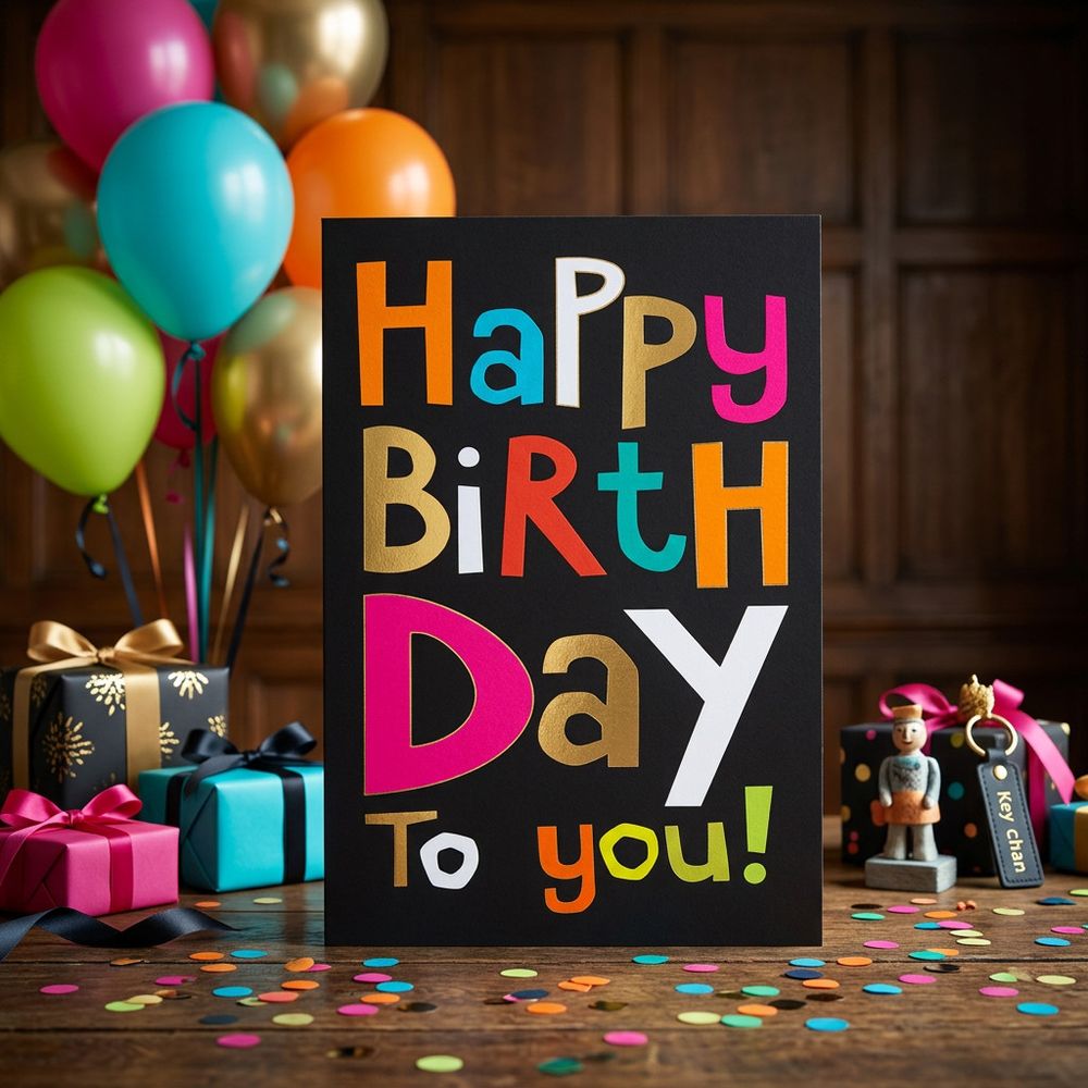 Tracks - Happy Day To You Card With Envelope - Black