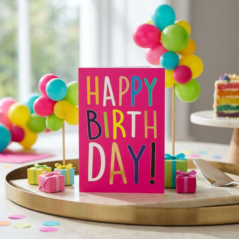 Tracks - Happy Birthday Card With Envelope - Pink
