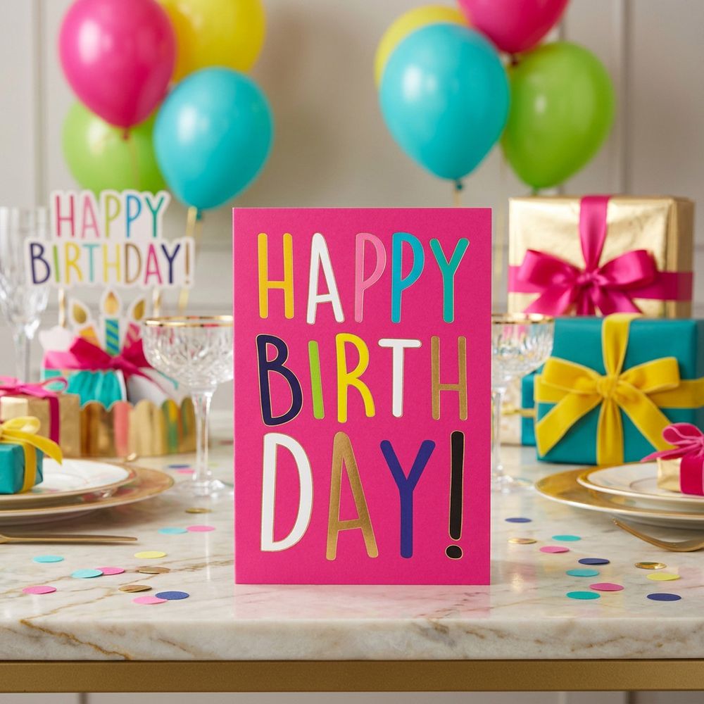 Tracks - Happy Birthday Card With Envelope - Pink