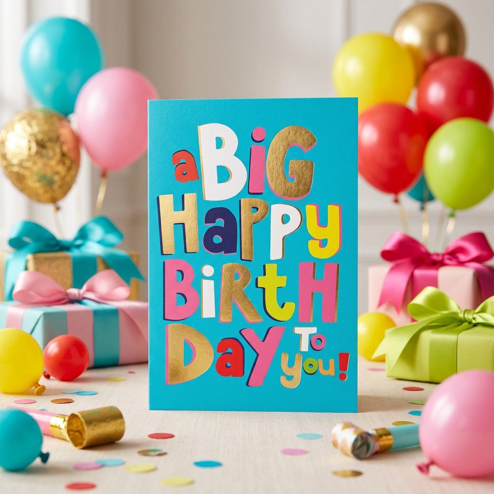 Tracks - A Big Happy Birthday To You Card With Envelope - Blue
