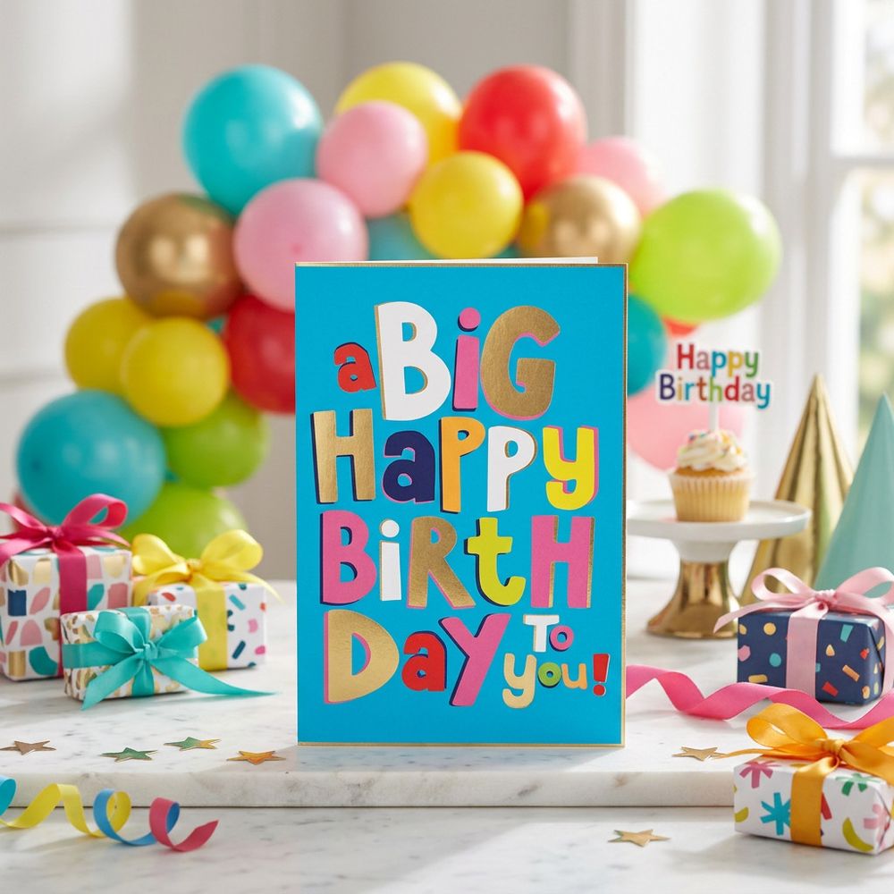 Tracks - A Big Happy Birthday To You Card With Envelope - Blue